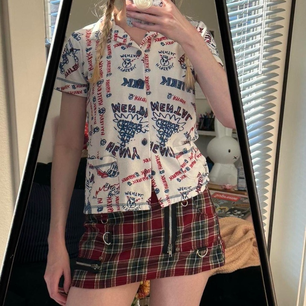 Vintage hysteric glamour towelling collared button up top